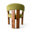 Contemporary Rust Upholstered Accent Chair with Artistic Wooden Detailing
