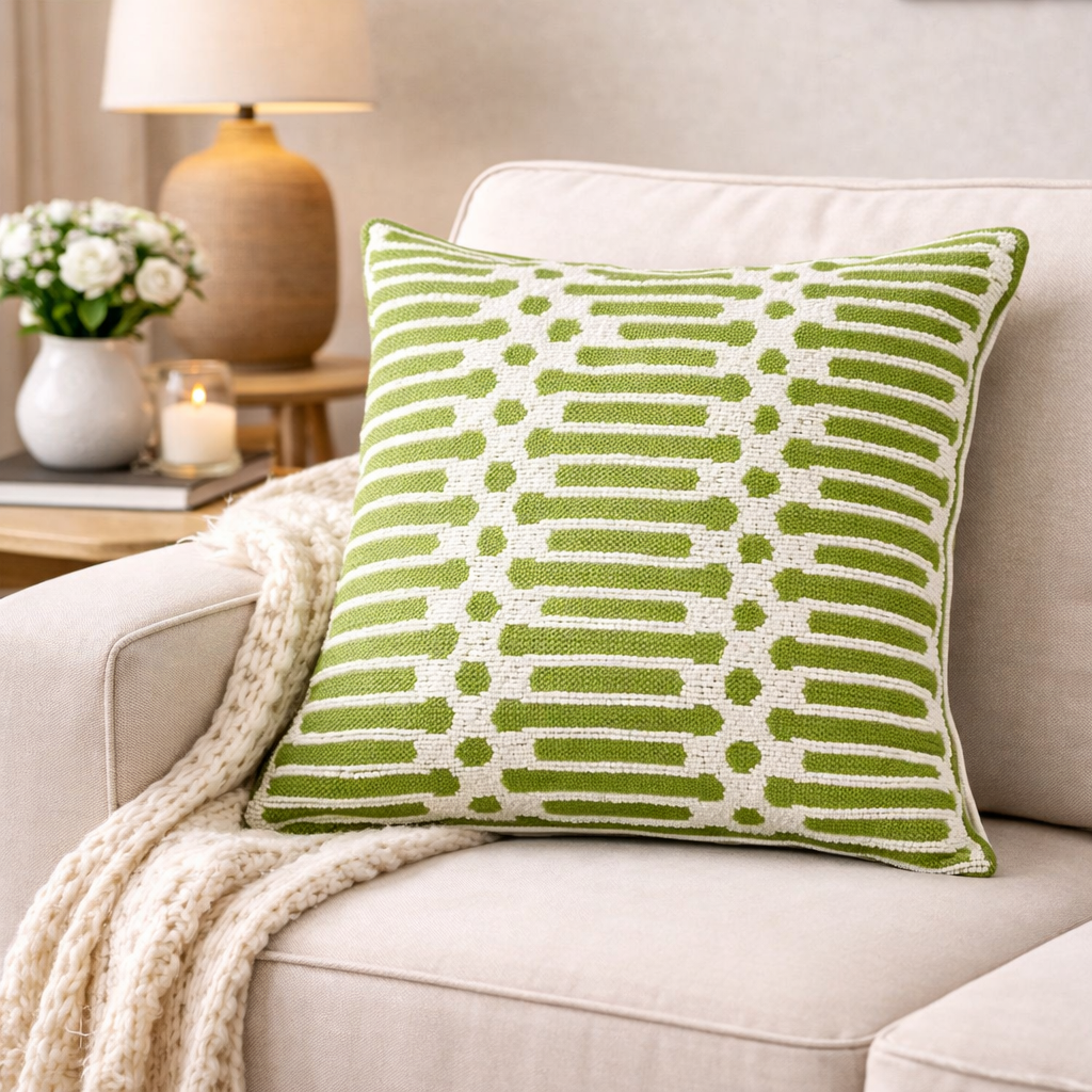 Green Geometric Pattern Cushion Covers – Set of 2