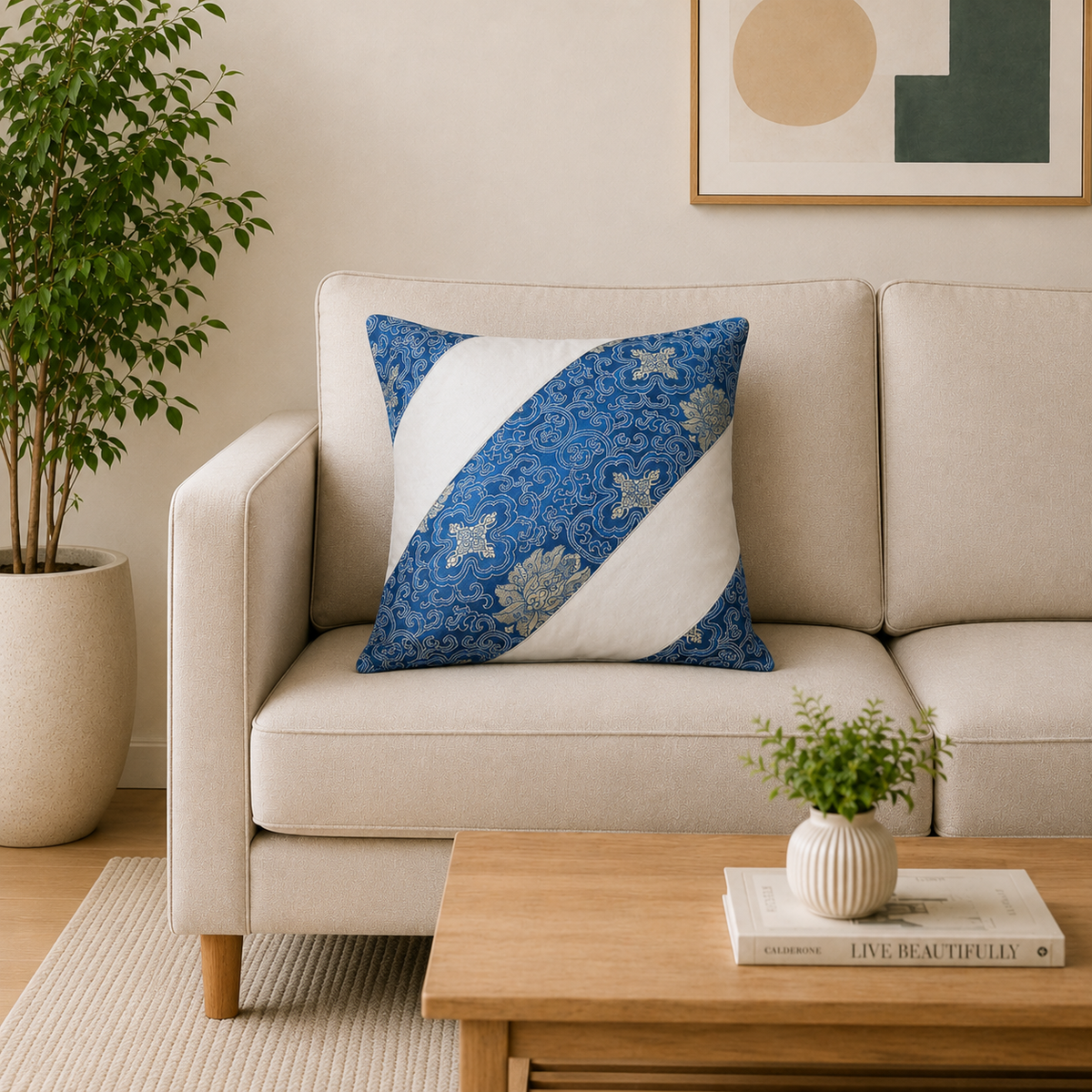 Azure Curve Printed Cushion Cover Set