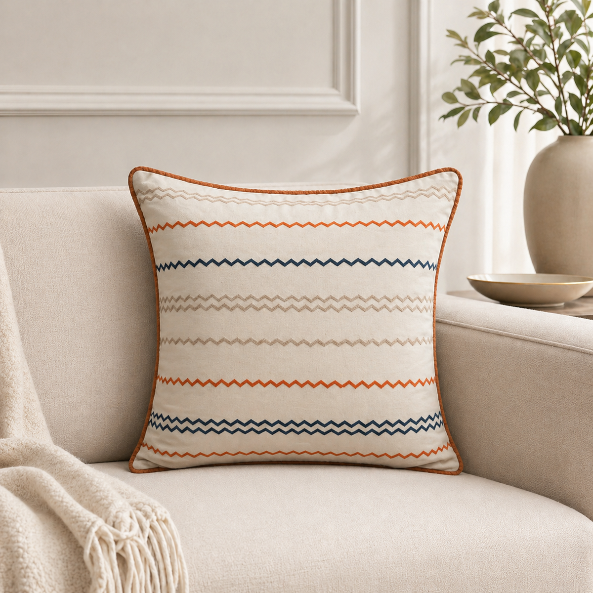 Chevron Embroidered Cushion Cover Set