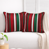 Red & Green Striped Cushion Covers – Set of 2