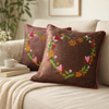 Embroidered Floral Heart Cushion Covers – Set of 2