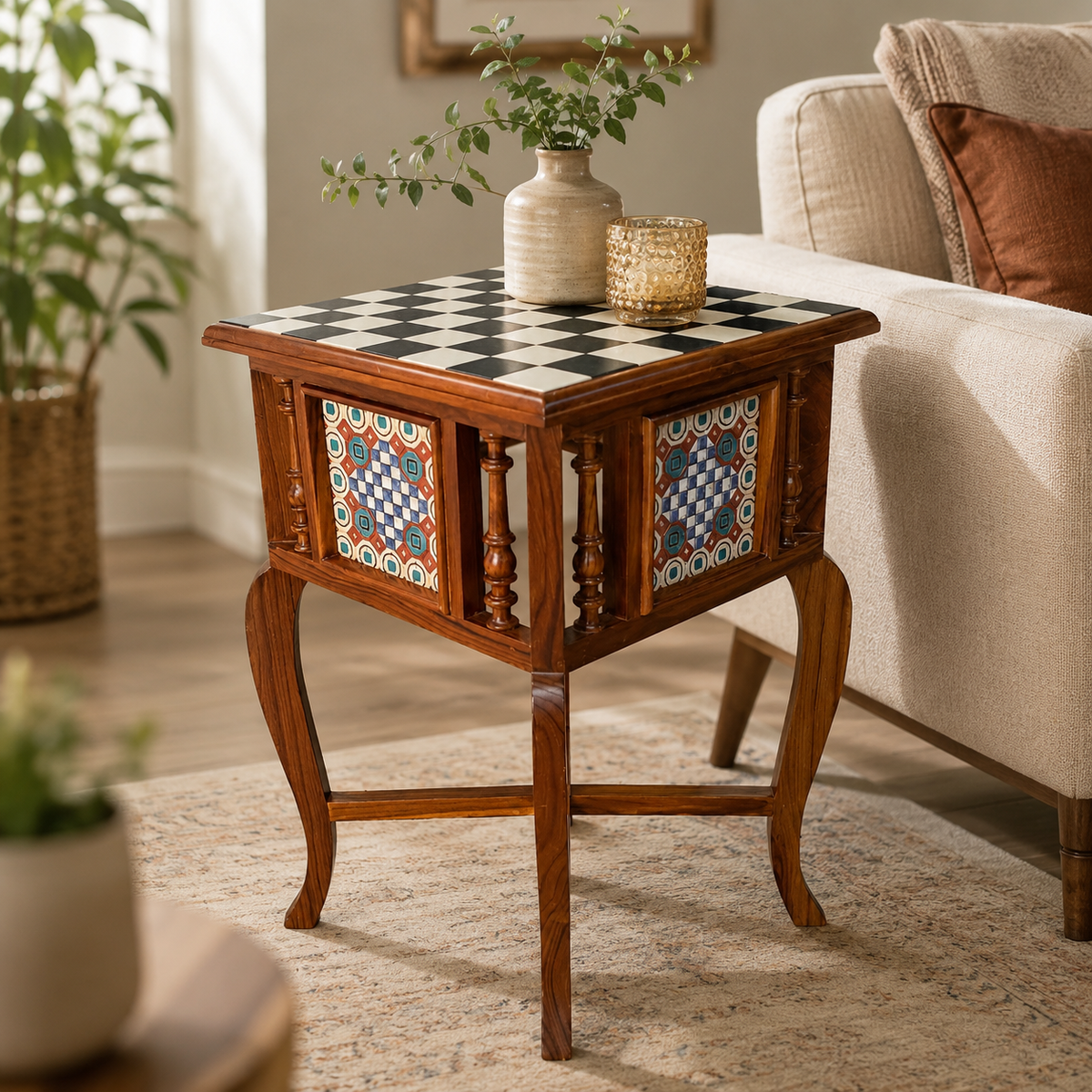 Regal Checker Side Table
