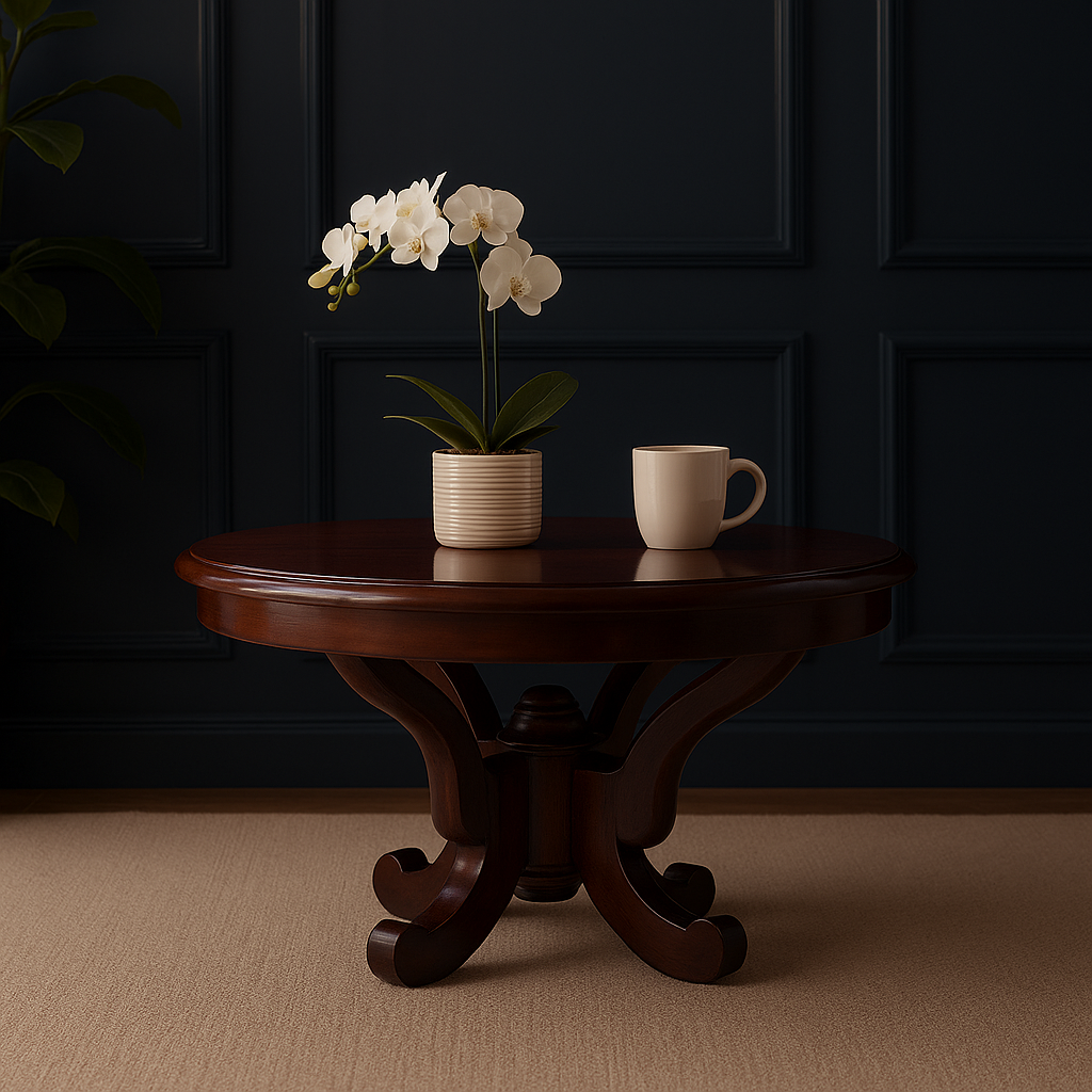 Royal Walnut Round Tea Table
