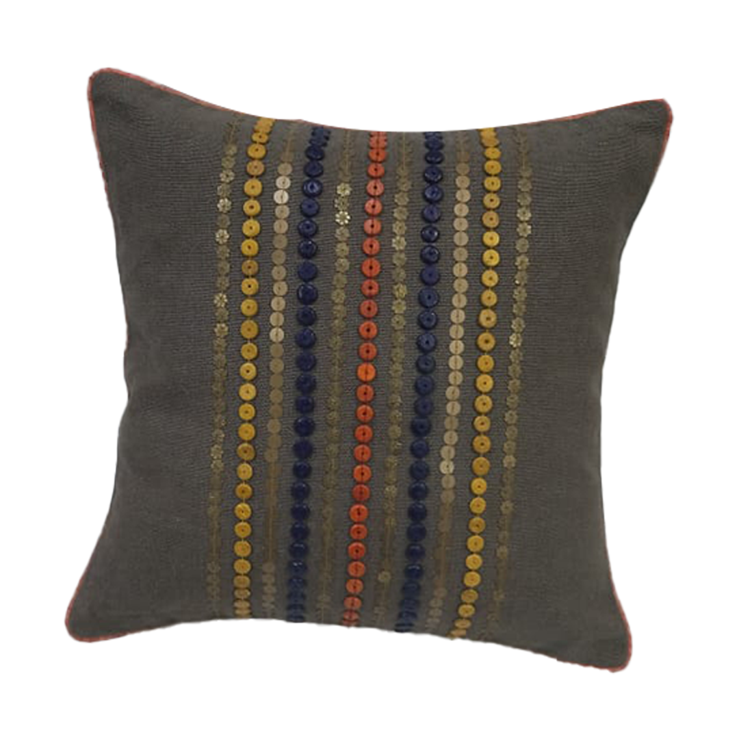 Grey Multicolor Striped Cushion Covers – Set of 2