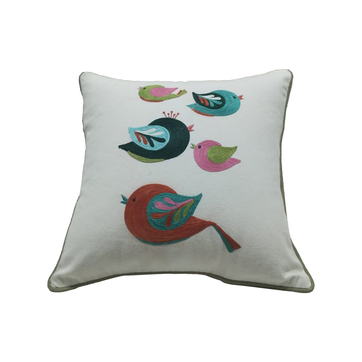 Aviary Charm Embroidered Cushion Cover Set