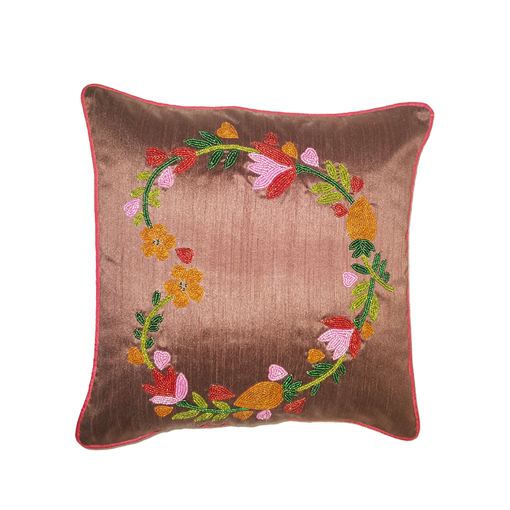 Embroidered Floral Heart Cushion Covers – Set of 2