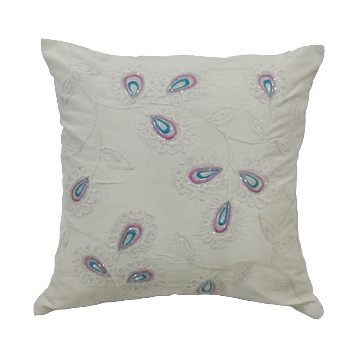 White Paisley Cushion Covers – Set of 2