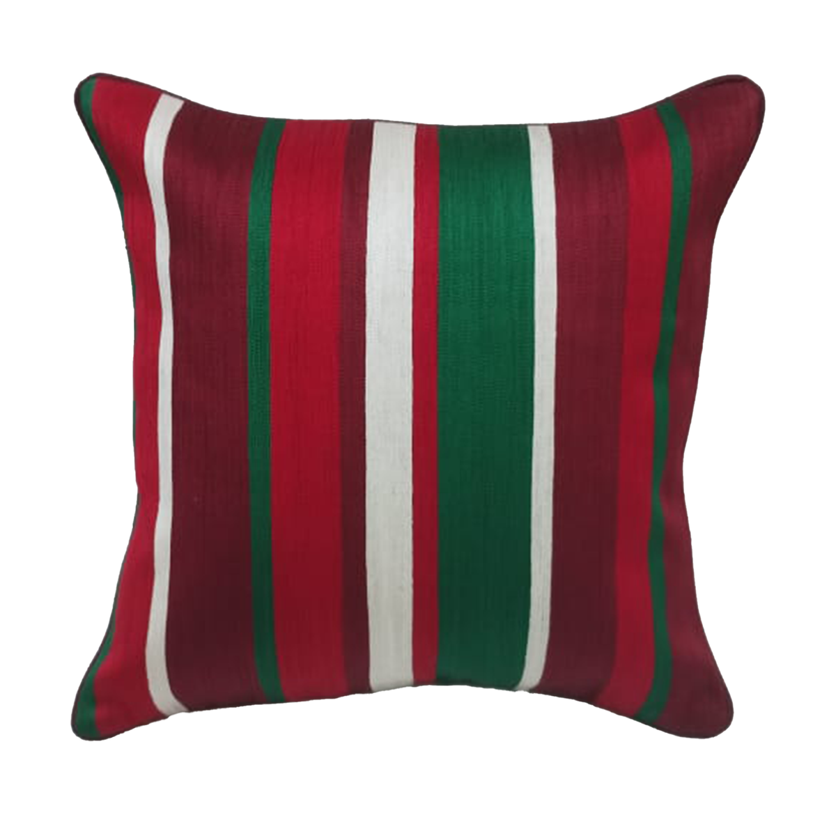 Red & Green Striped Cushion Covers – Set of 2
