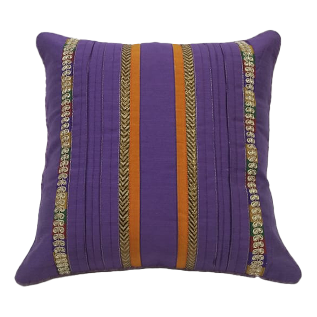 Purple Textured Striped Cushion Covers – Set of 2
