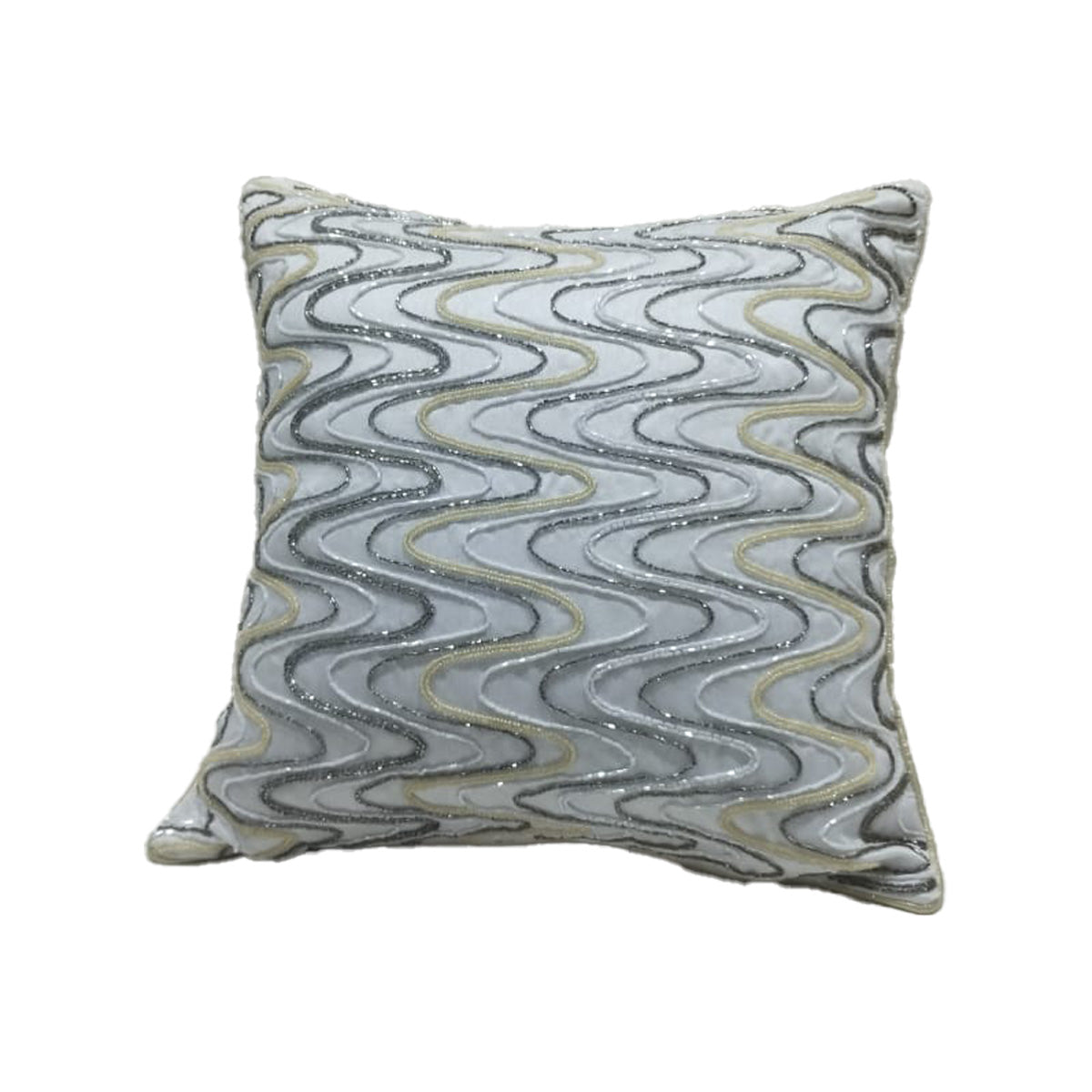 Serene Wave Hand Embroidered Cushion Cover Set
