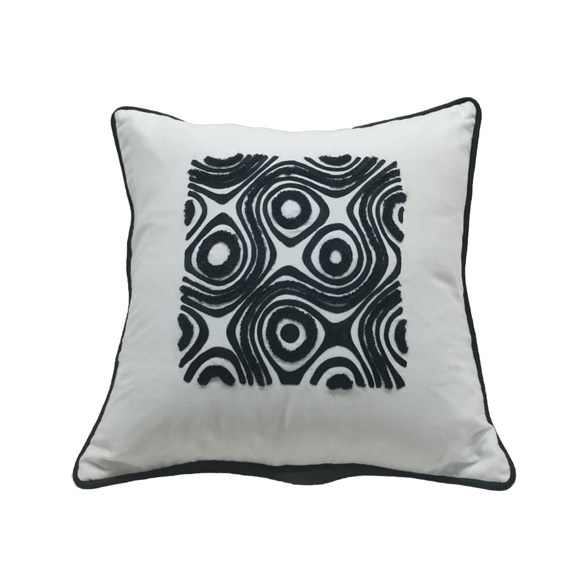 Noir Orbit Embroidered Cushion Cover Set