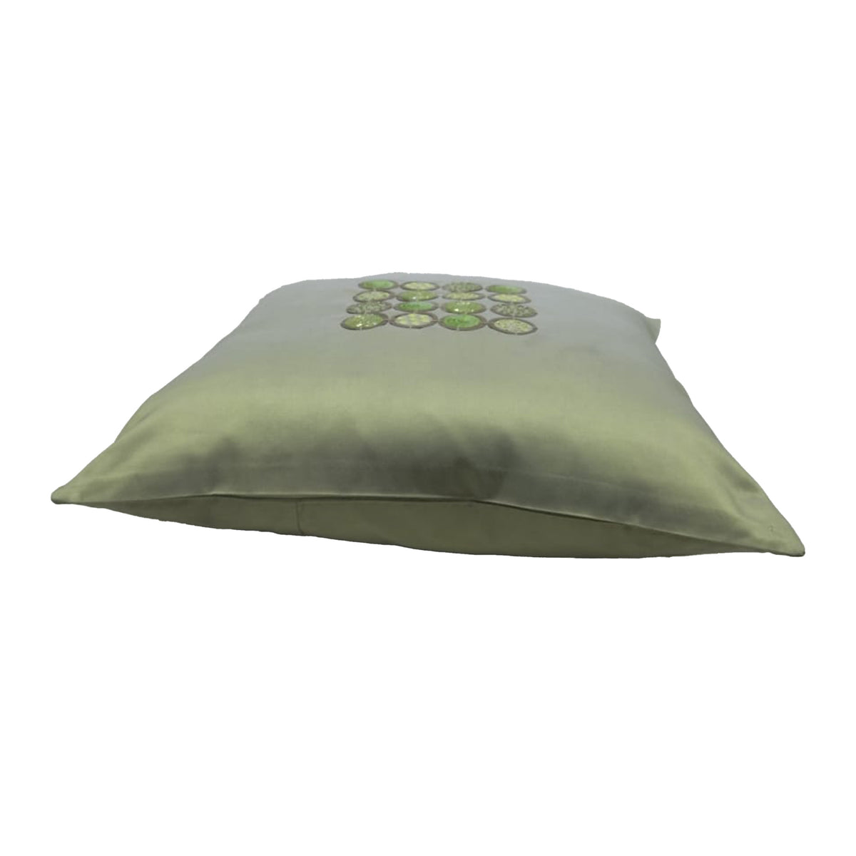 Sage Grid Hand Embroidered Cushion Cover Set