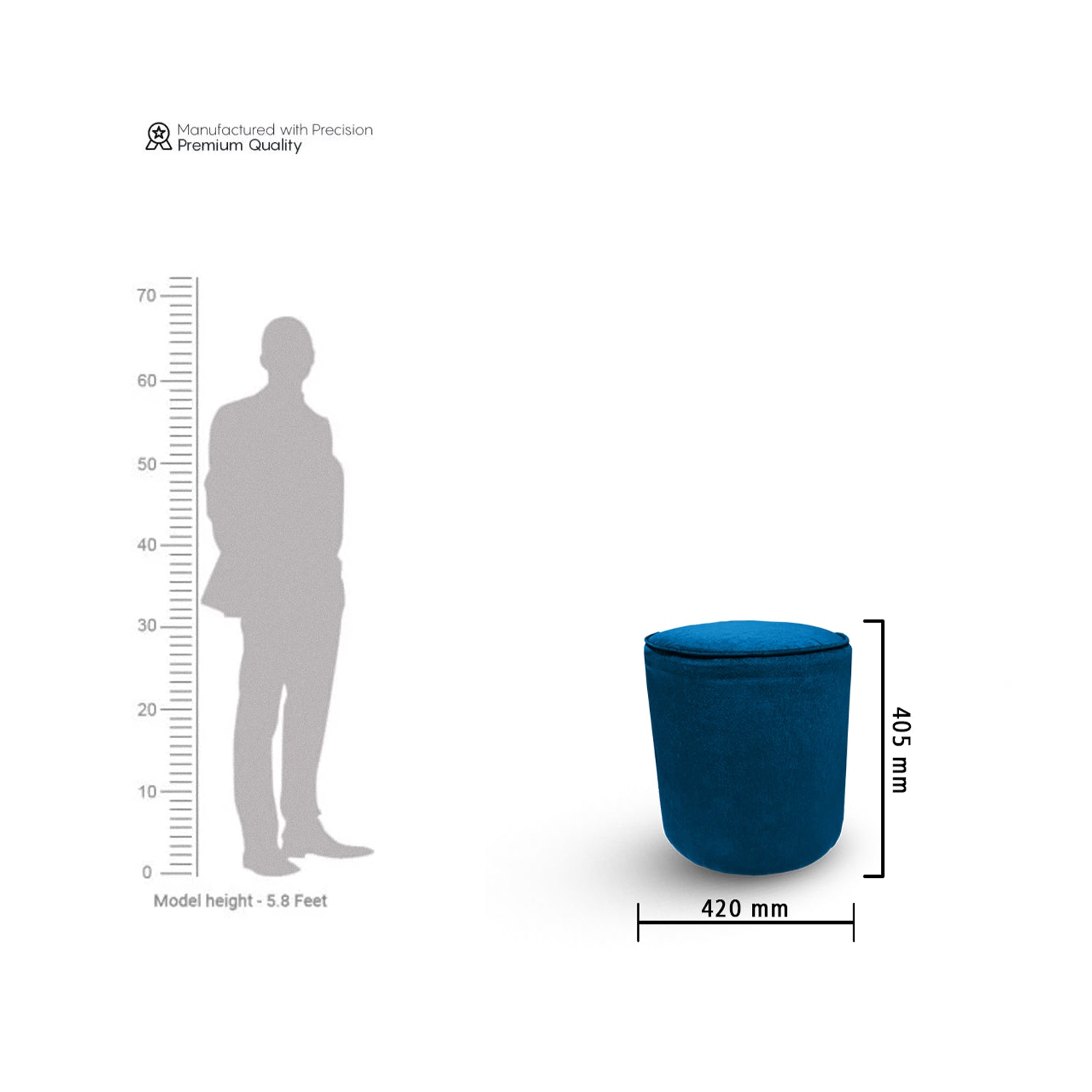 Azure Round Pouffe