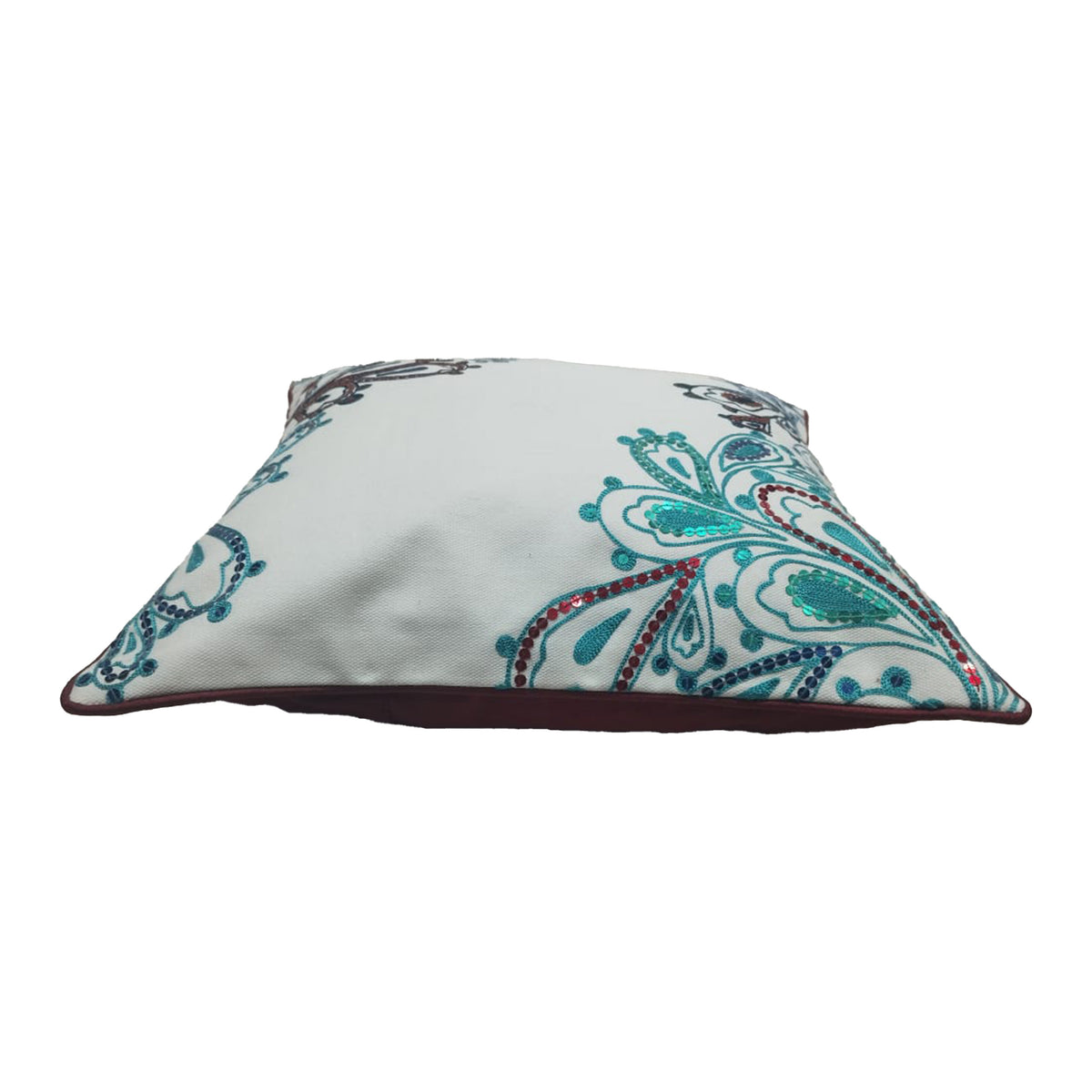 Paisley Bloom Hand Embroidered Cushion Cover Set