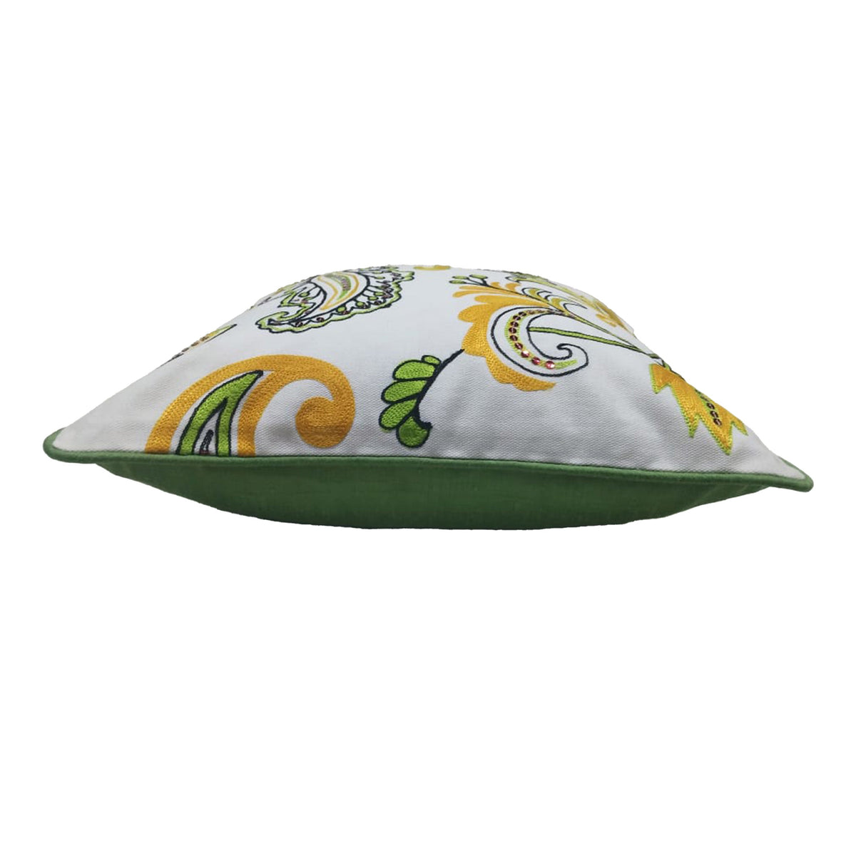 Marigold Paisley Hand Embroidered Cushion Cover Set