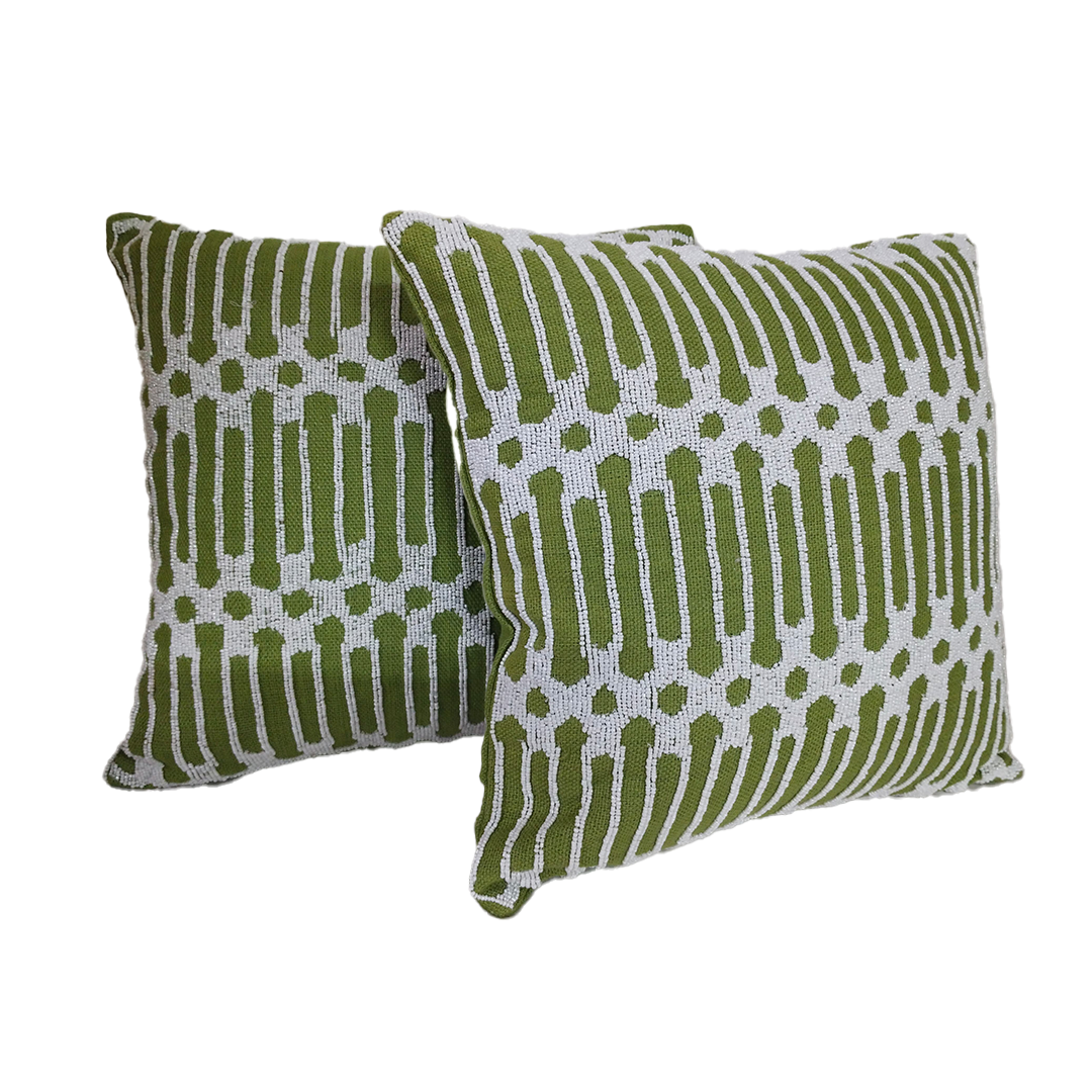 Green Geometric Pattern Cushion Covers – Set of 2