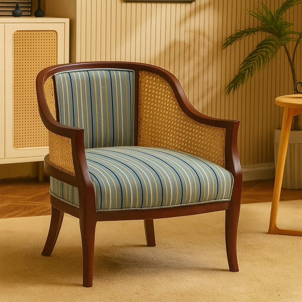 Coastal Stripes Rattan Chair