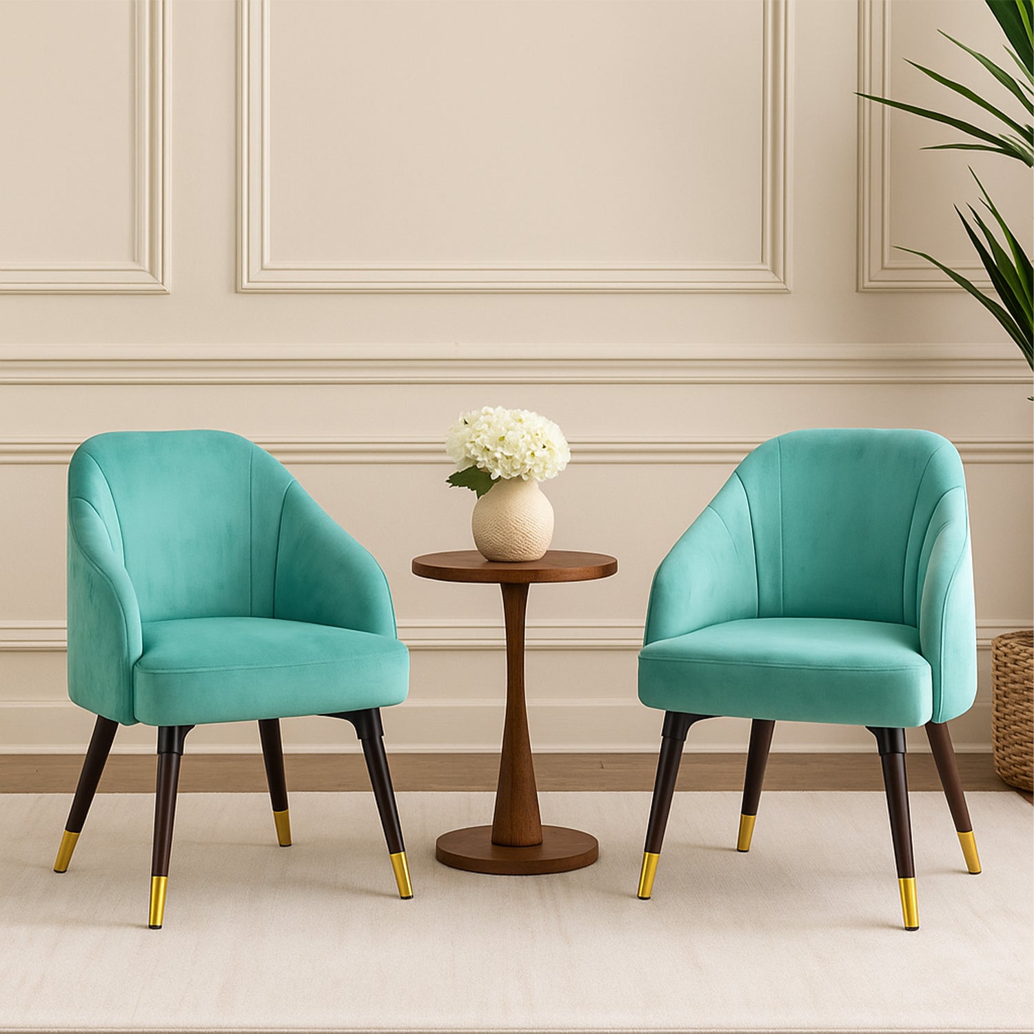 Velvet Shell Armchair Set of 2