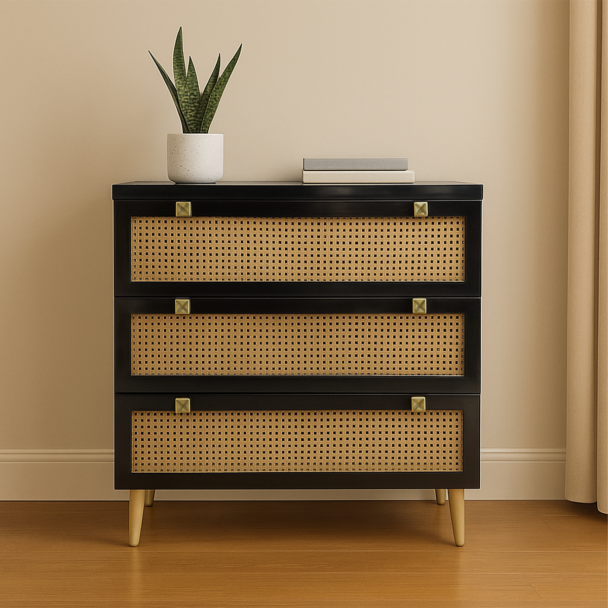 Noir CaneCraft Chest of Drawers