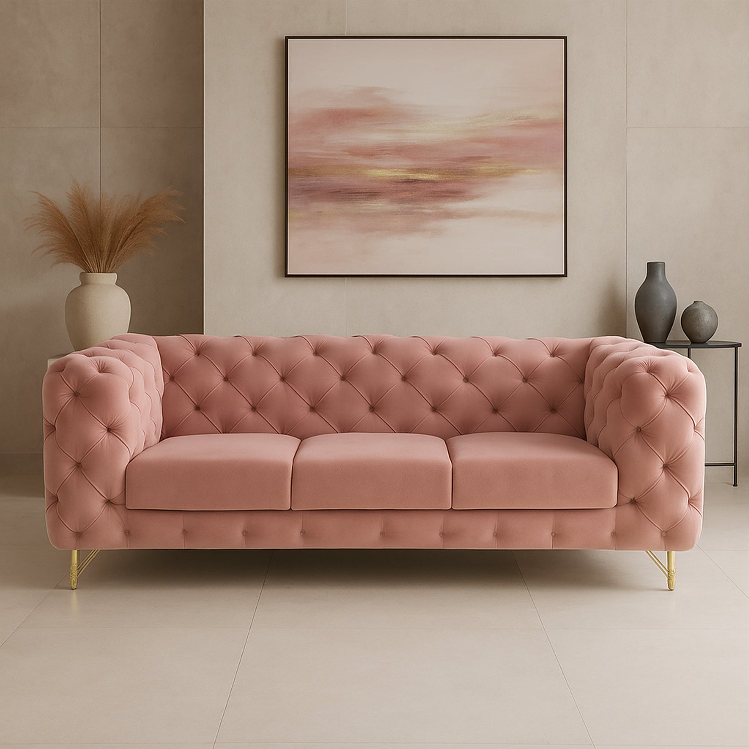 Blush Royale Velvet Sofa Set