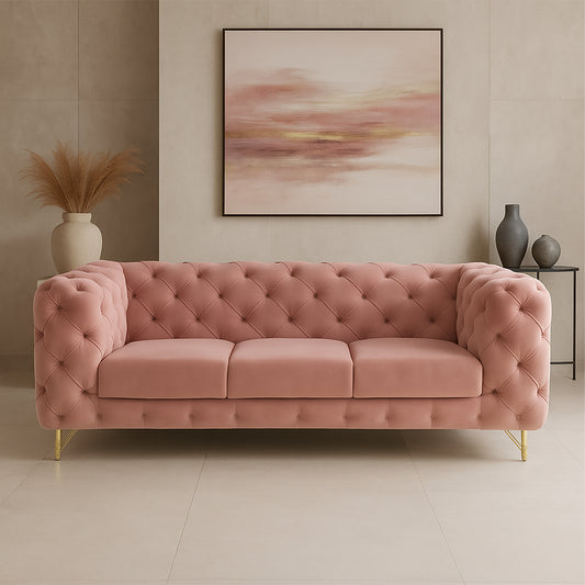 Blush Royale Velvet Sofa Set