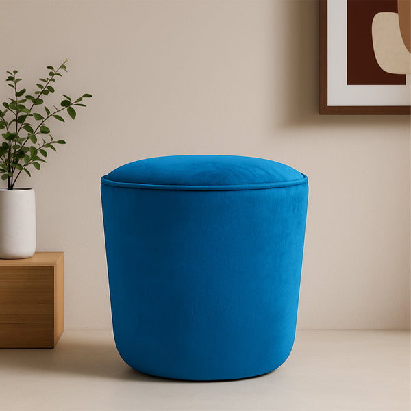 Azure Round Pouffe