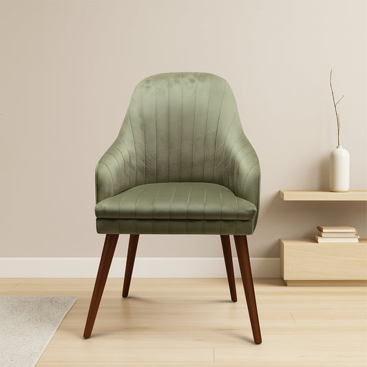 Velvet Channel-Back Armchair Set of 2