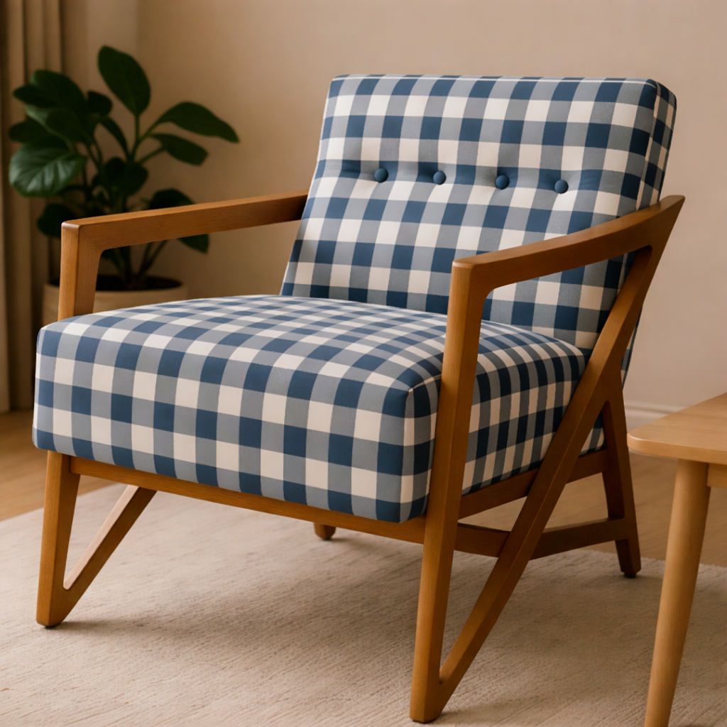 Nordic Teak Lounge Chair - Denim