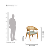 Rattan Cane Curve Solid Teak Wood Accent Chair - Light Blue