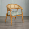 Rattan Cane Curve Solid Teak Wood Accent Chair - Light Blue