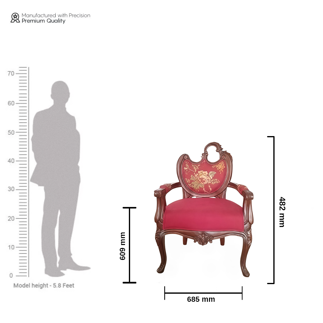 Regal Fleur Armchair - Crimson Majesty