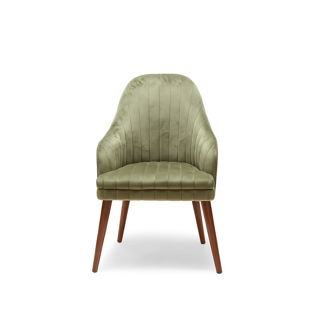 Velvet Channel-Back Armchair Set of 2
