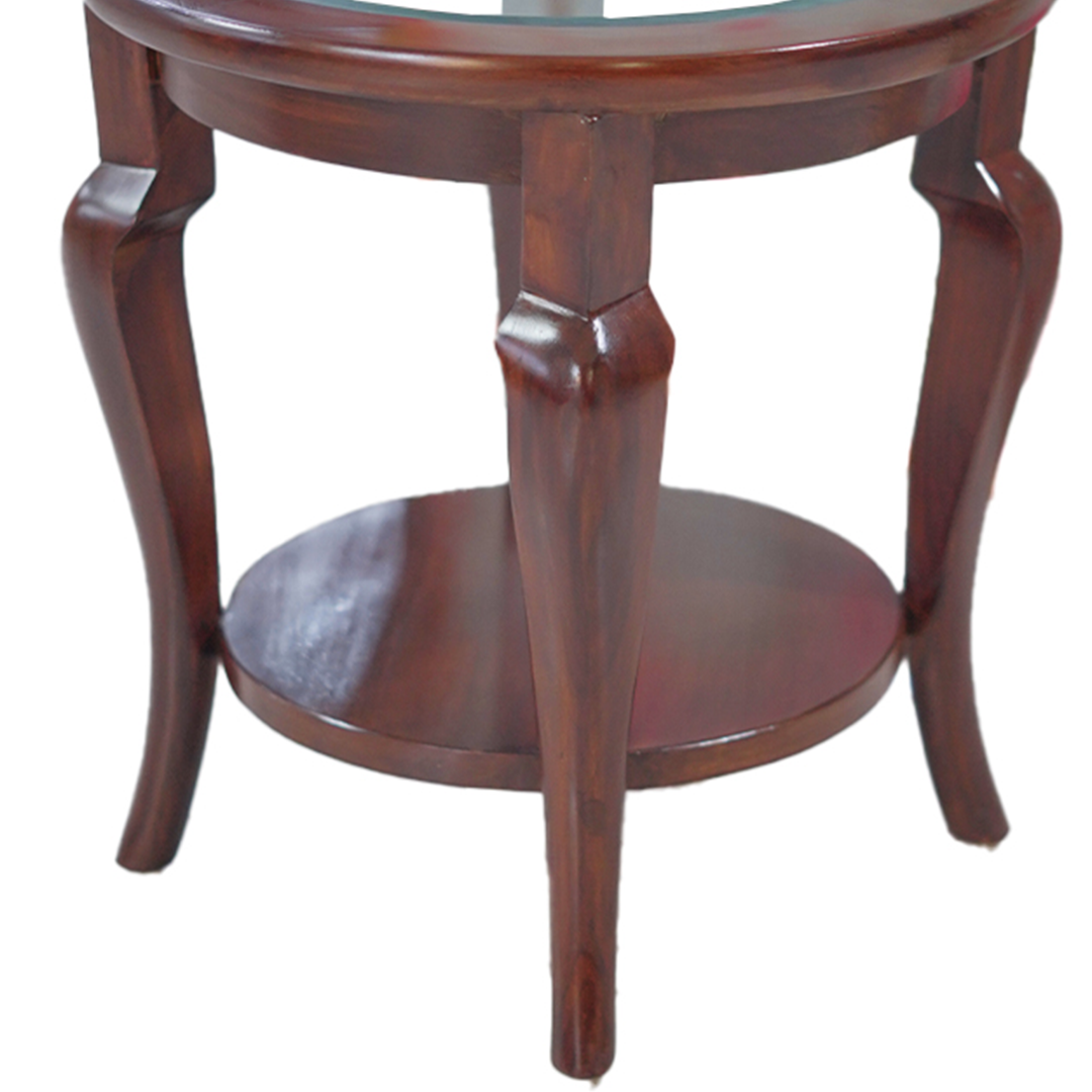 Vintage Round Glass-Top End Table