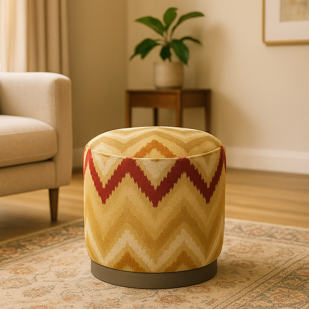 Saffron Chevron Puffy Stool