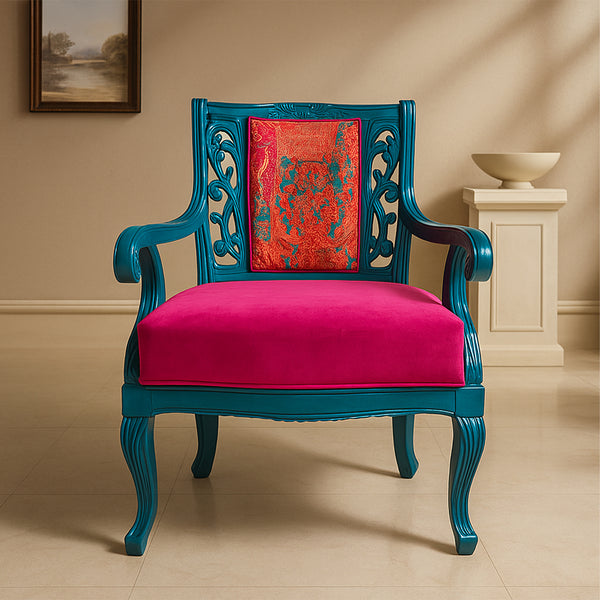 Regal Ornate Lounge Chair Torquoise