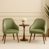 Velvet Channel-Back Armchair Set of 2