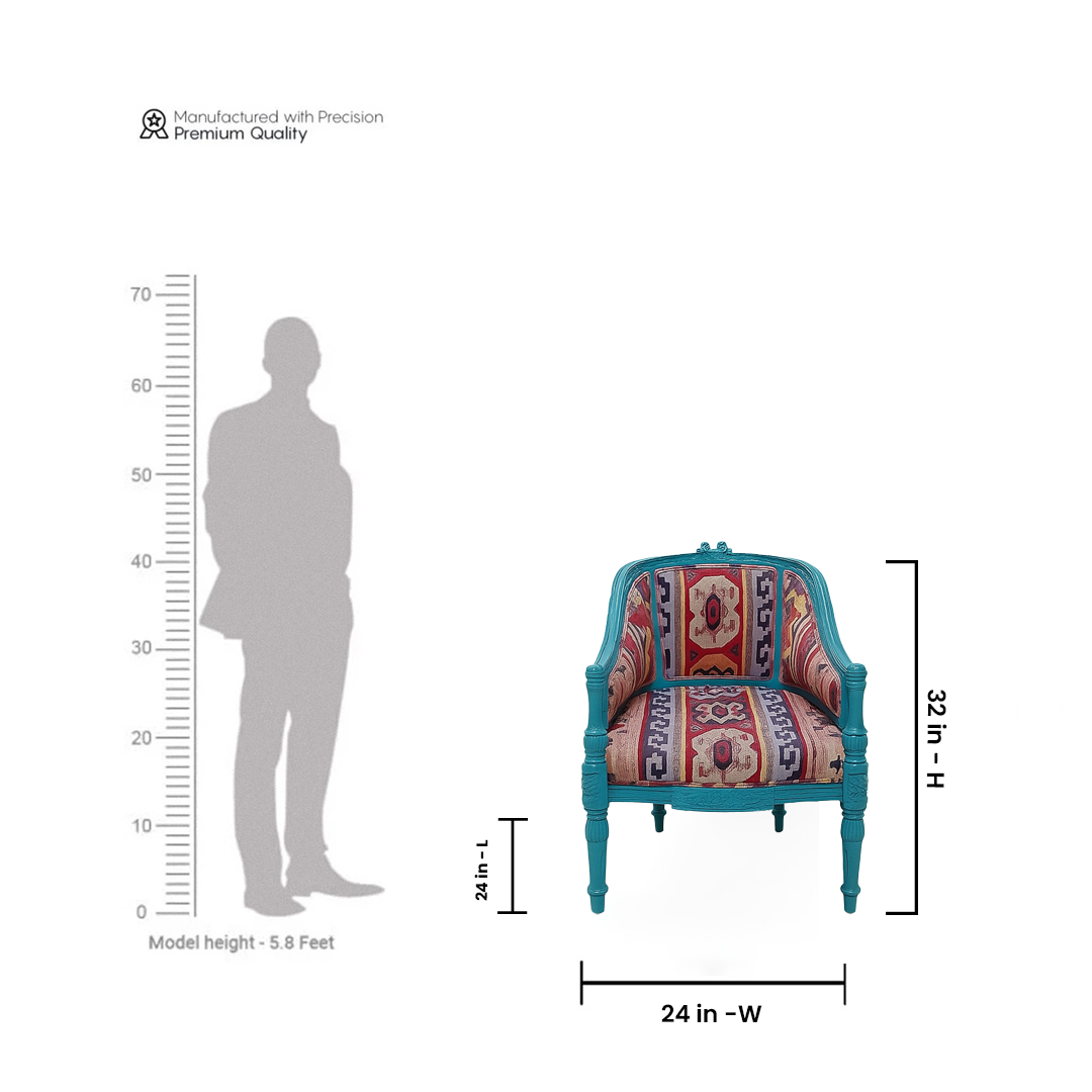 Vintage Teak Armchair - Azure