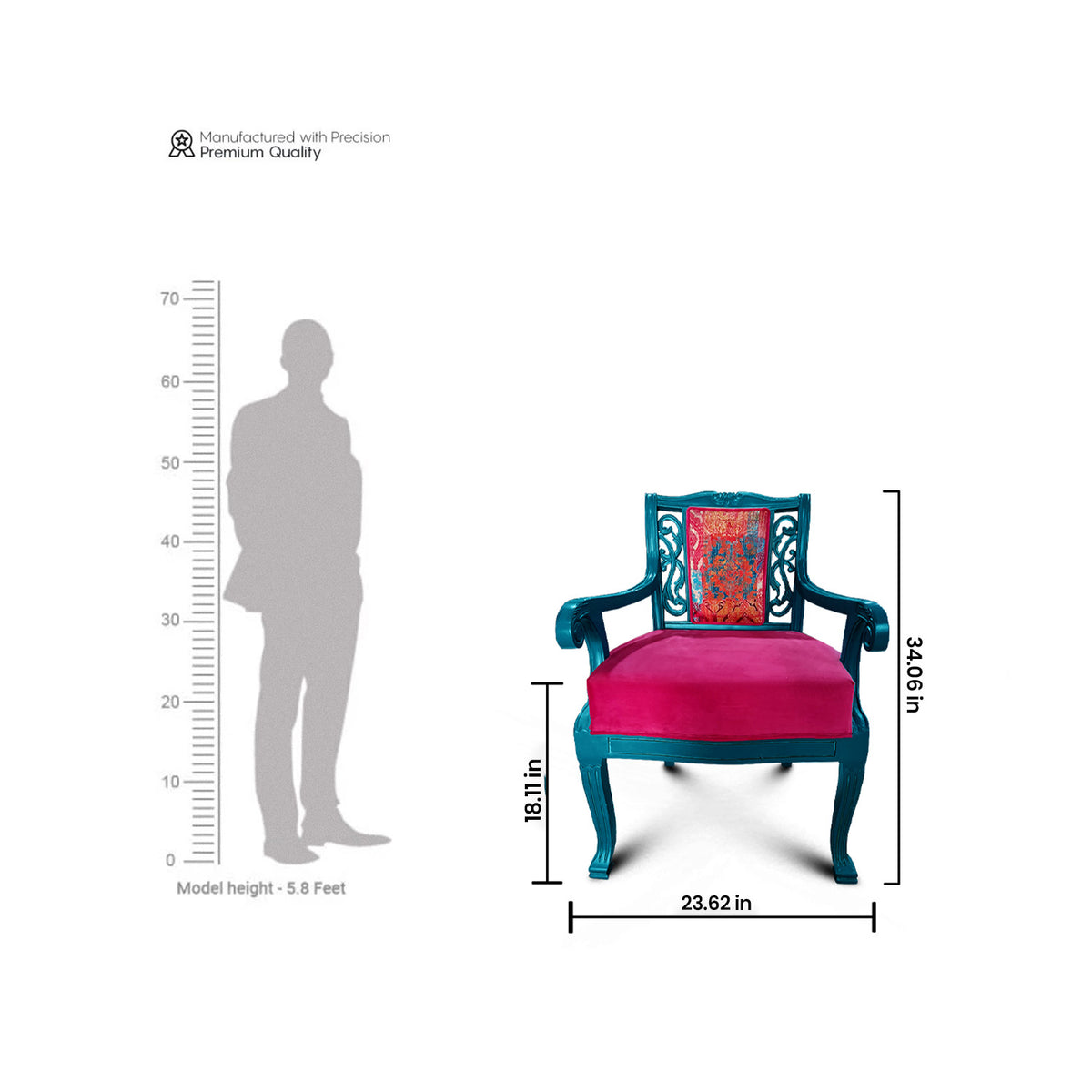 Regal Ornate Lounge Chair Torquoise