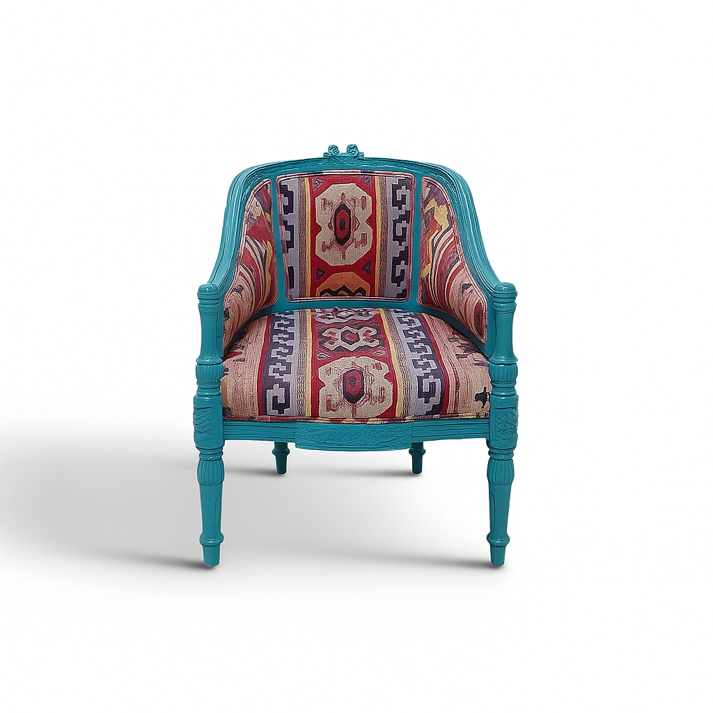 Vintage Teak Armchair - Azure