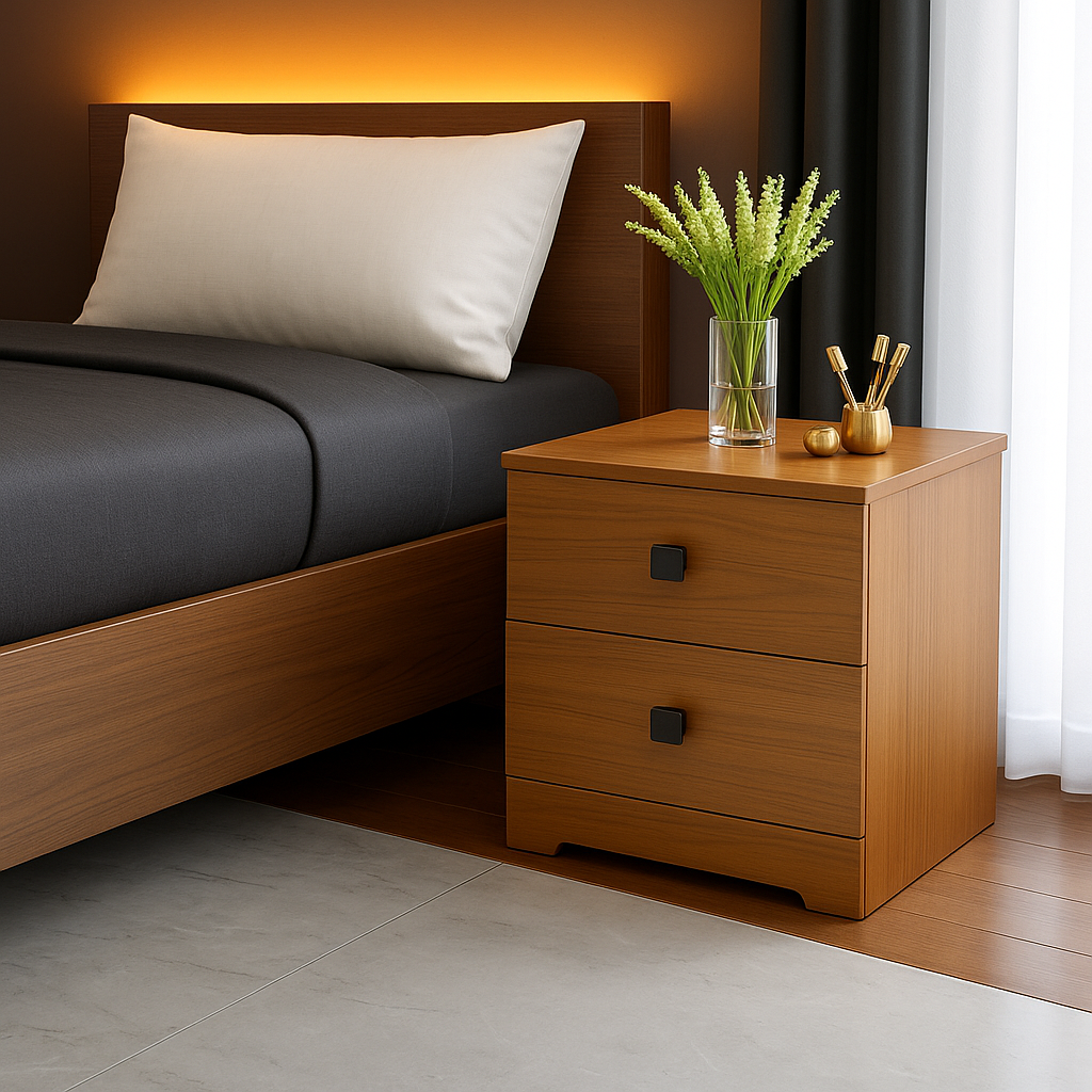 Walnut Velvet Side Table