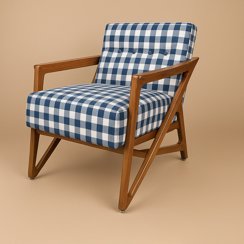 Nordic Teak Lounge Chair - Denim