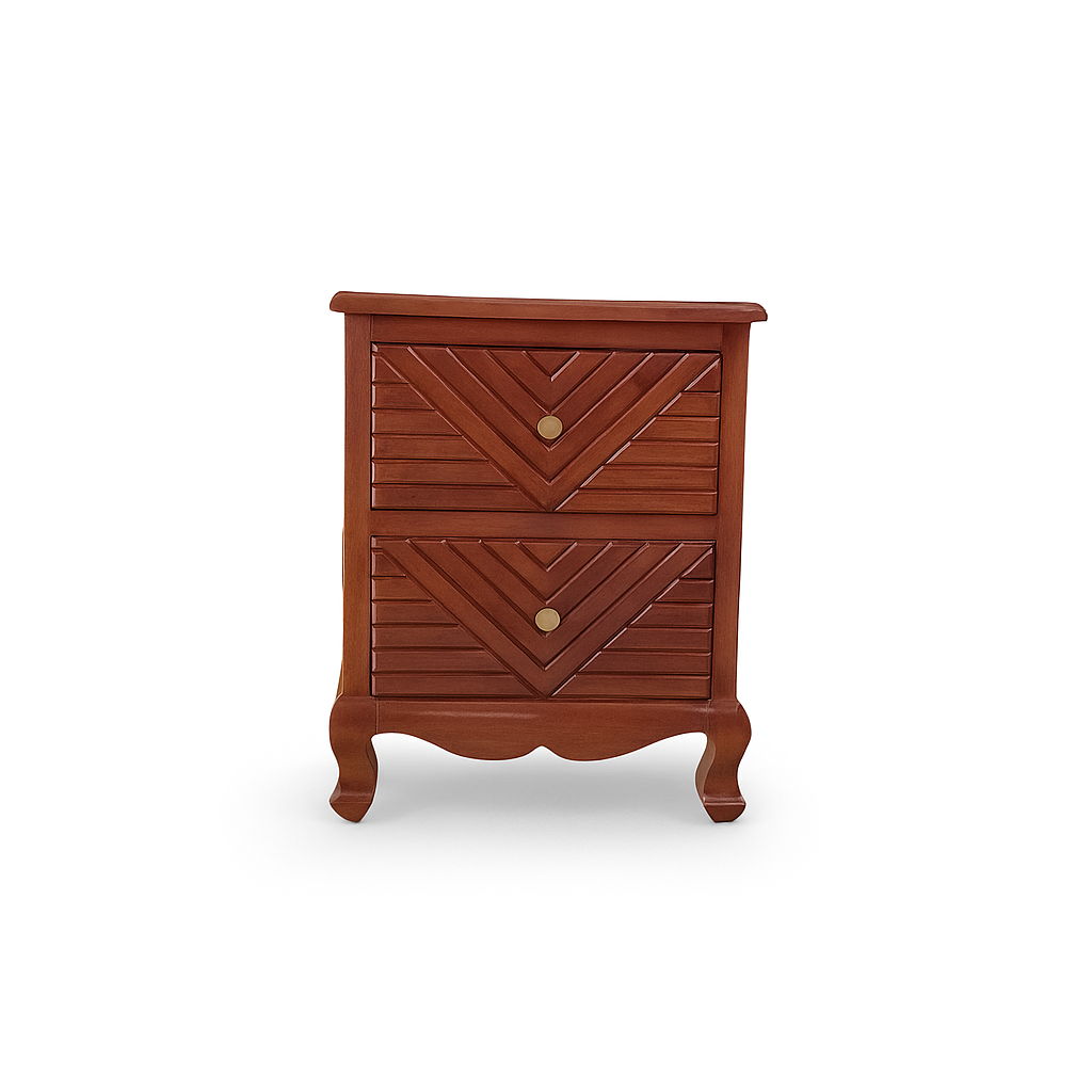 Chevron Teak Bedside Table