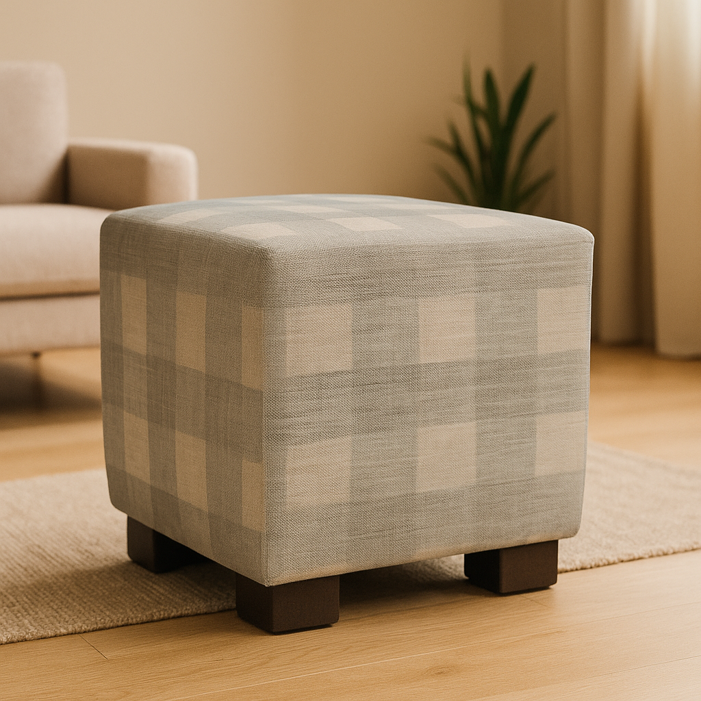 Mist Check Ottoman