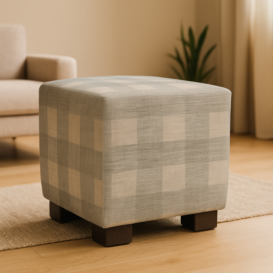 Mist Check Ottoman