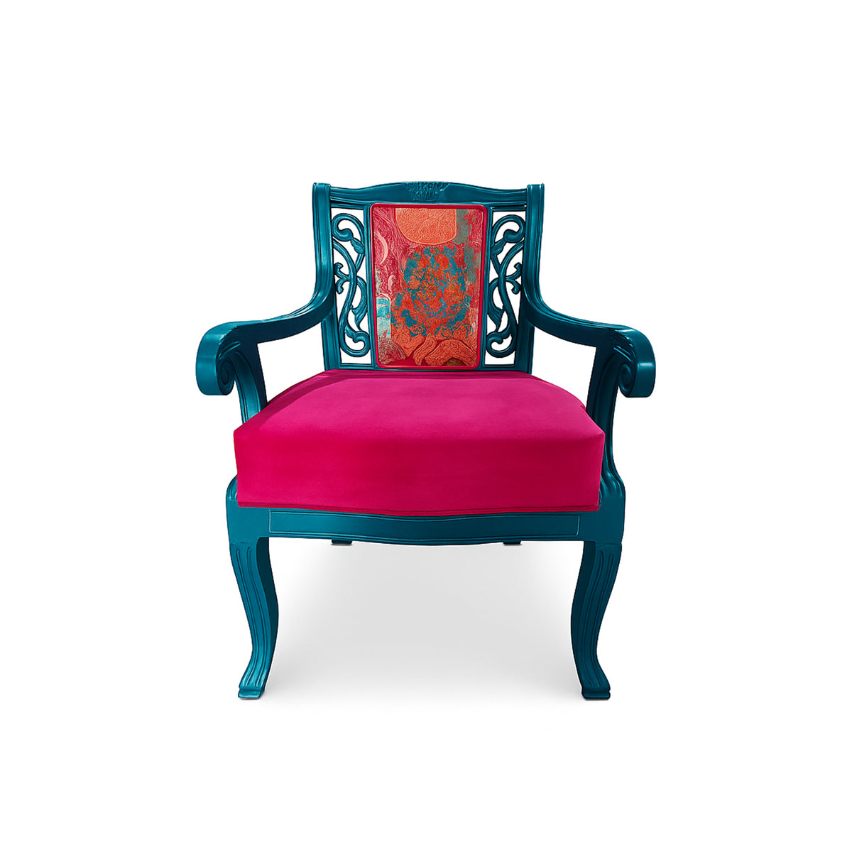 Regal Ornate Lounge Chair Torquoise