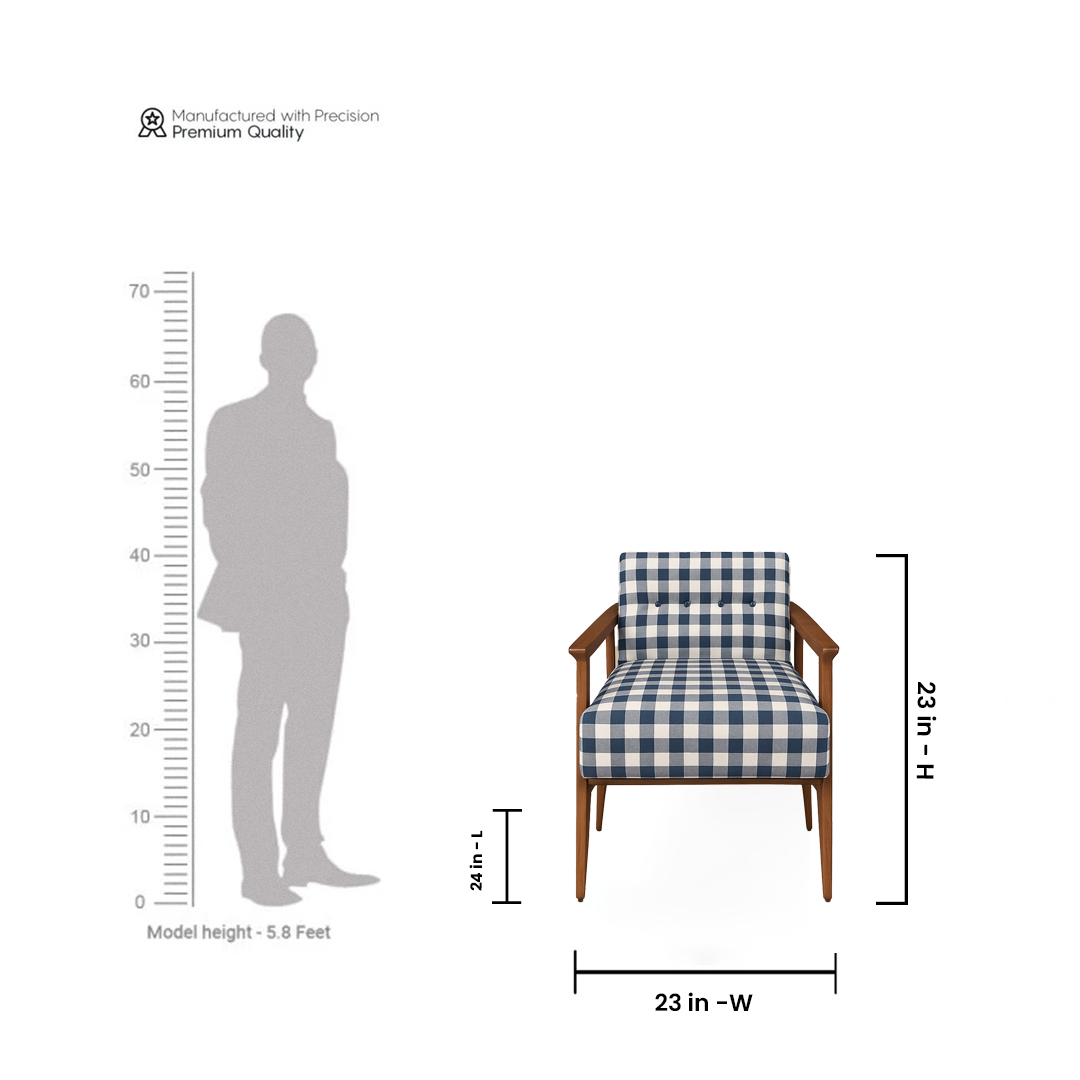 Nordic Teak Lounge Chair - Denim