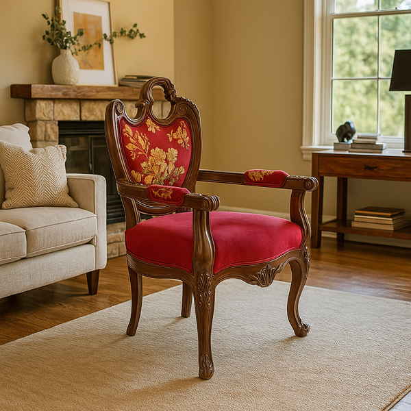 Regal Fleur Armchair - Crimson Majesty