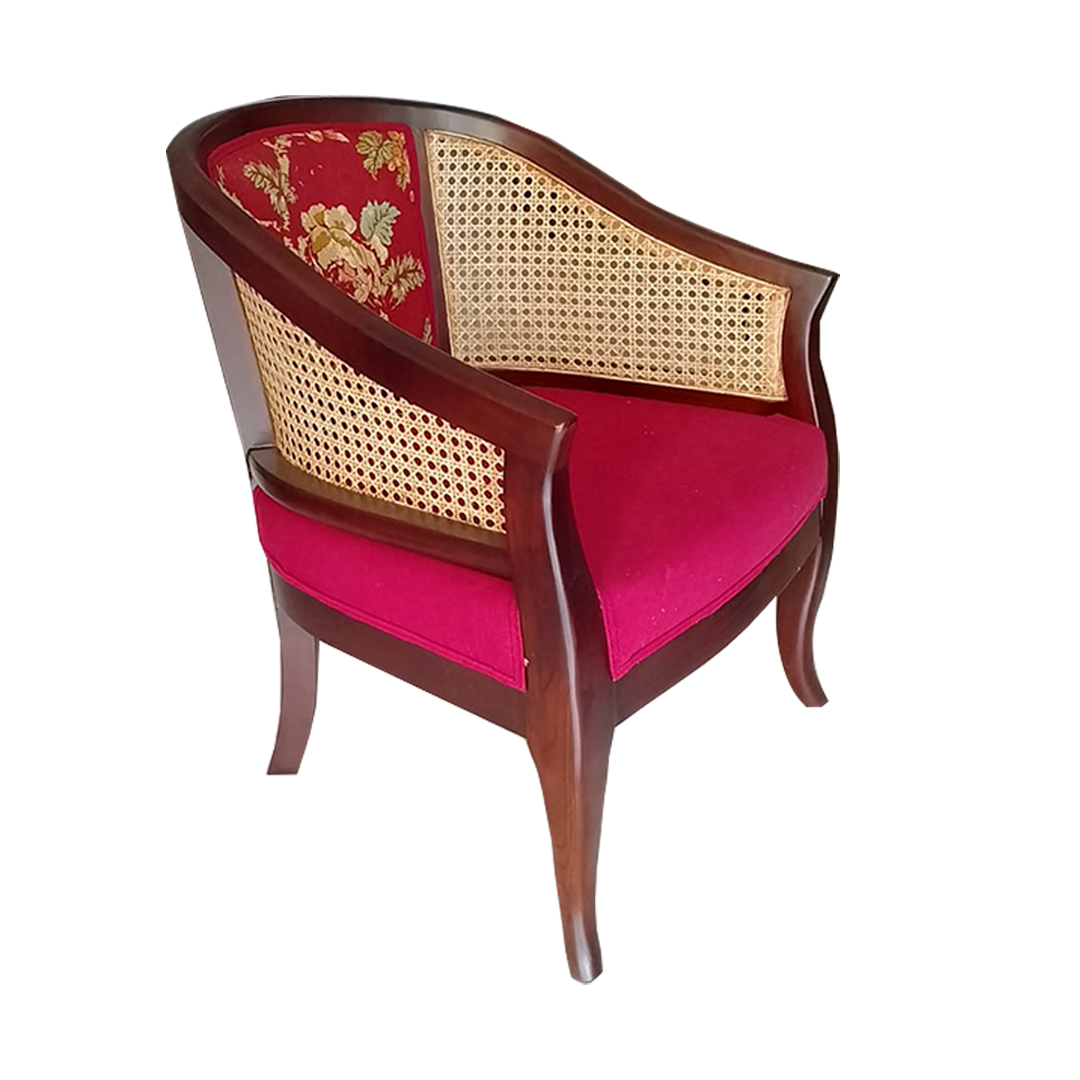 Riviera Cane Barrel Chair Crimson Elegance