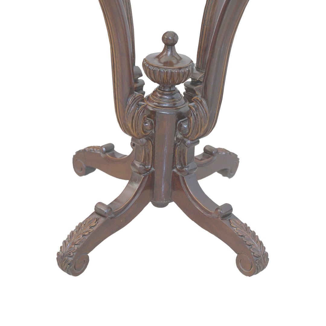 Victorian Elegance Carved Glass Top Table